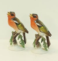 A pair of porcelain Finch Fink bird figures