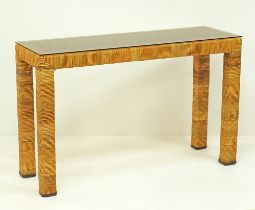 A rattan console table