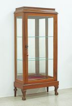 A carved walnut display cabinet