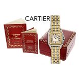 Cartier Panthere 3 Row Quarz 750/- Gelbgold/Edelstahl. mit Box und mit Papiere