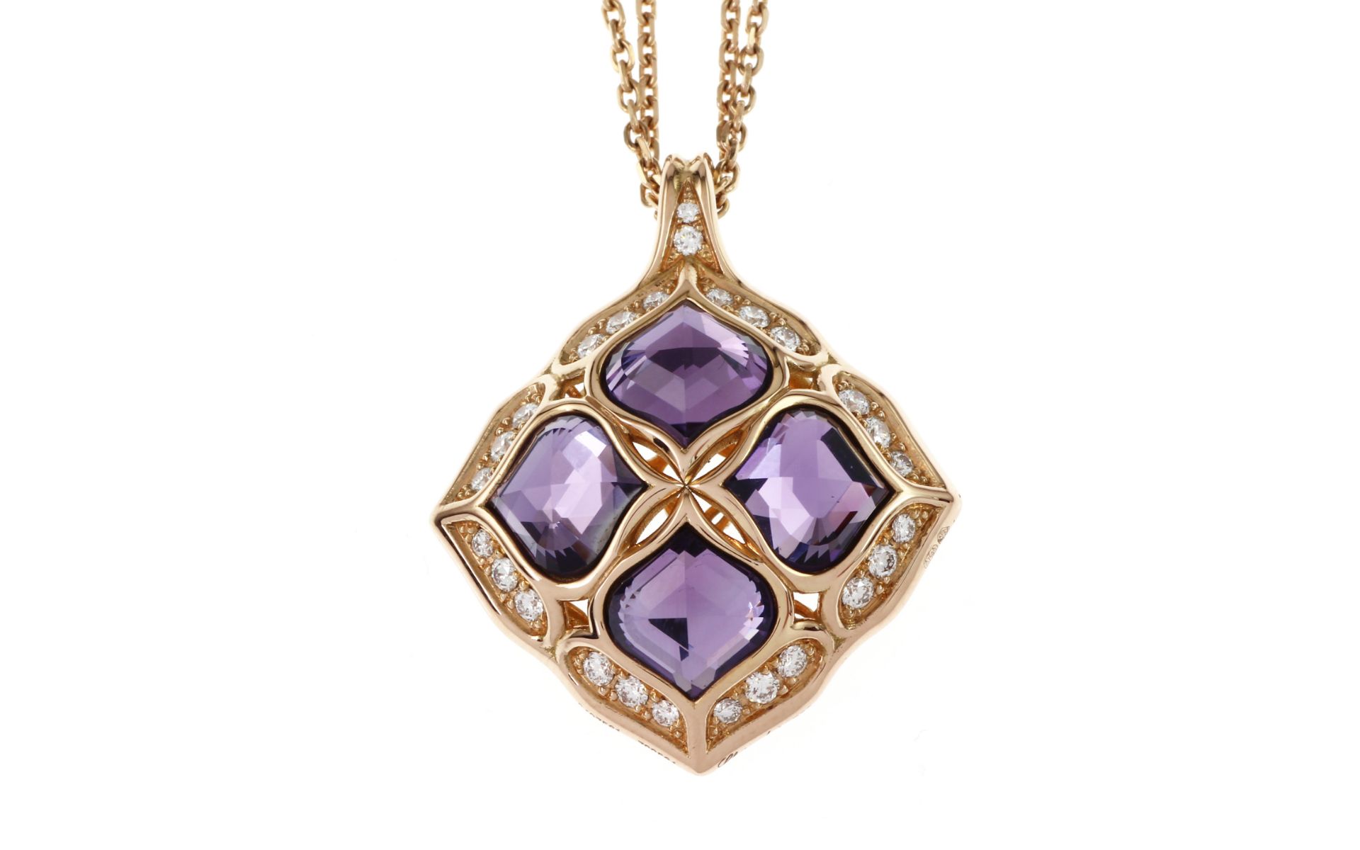 Chopard Anhaenger mit Kette 26.86g 750/- Rosegold mit Diamanten und Amethyst