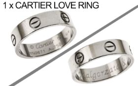 Cartier Love Ring 7.03g 750/- Weissgold mit Etui. Ringgroesse ca. 59. mit Gravur