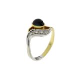 Ring 3.77g 750/- Gelbgold und Weissgold mit 4 Diamanten zus. ca. 0.08 ct. und Turmalin. Ringgroesse