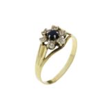 Ring 1.99g 333/- Gelbgold mit 6 Diamanten zus. ca. 0.06 ct. und Saphir. Ringgroesse ca. 59