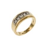Ring 9.11g 585/- Gelbgold und Weissgold mit 5 Diamanten zus. ca. 0.48 ct.. Ringgroesse ca. 60