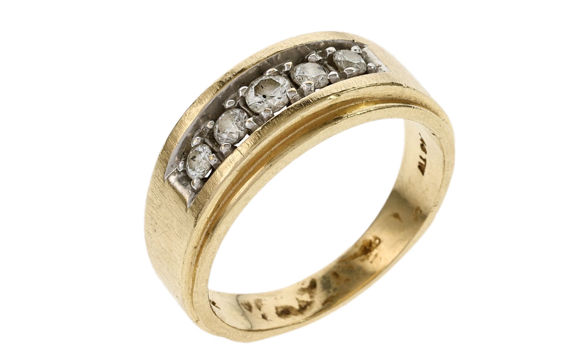 Ring 9.11g 585/- Gelbgold und Weissgold mit 5 Diamanten zus. ca. 0.48 ct.. Ringgroesse ca. 60