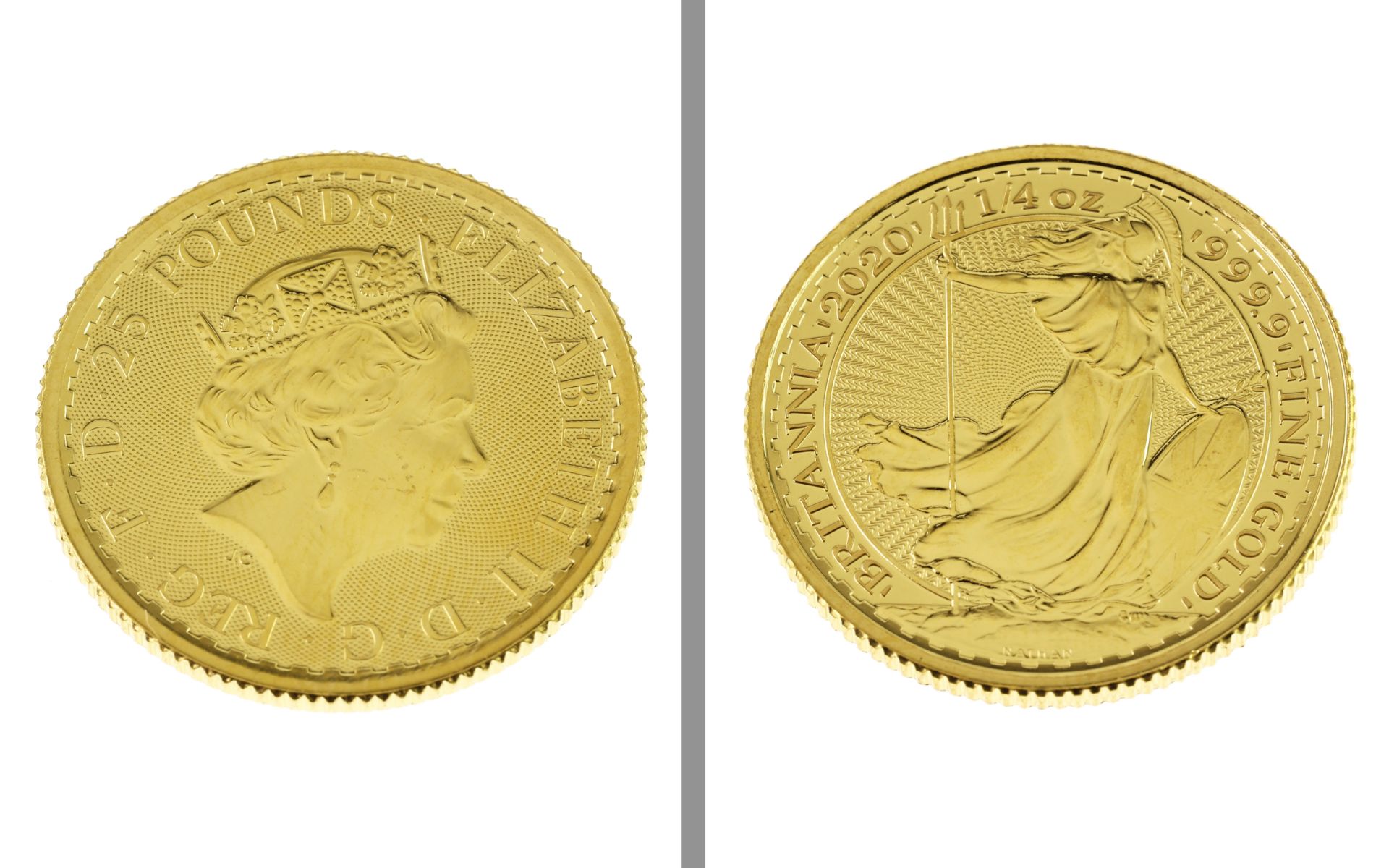 Goldmuenze 25 Pounds Britannia 1/4 Unze 7.78g 999/- Gelbgold 2020