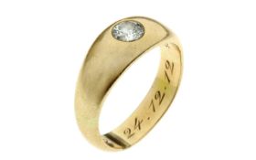 Ring 5.99g 585/- Gelbgold mit Diamant ca. 0.25 ct. mit Gravur. Ringgroesse ca. 55