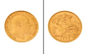 Goldmuenze Sovereign 1/2 Pfund 3.99g 916/- Gelbgold 1906