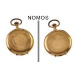 Taschenuhr Nomos 86.16g 585/- Gelbgold Handaufzug. Uhr funktioniert nicht. 3 Goldeckel. Uhrenkette i