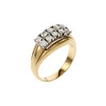 Ring 6.23g 585/- Gelbgold und Weissgold mit 10 Diamanten zus. ca. 0.70 ct.. Ringgroesse ca. 57