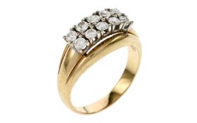 Ring 6.23g 585/- Gelbgold und Weissgold mit 10 Diamanten zus. ca. 0.70 ct.. Ringgroesse ca. 57