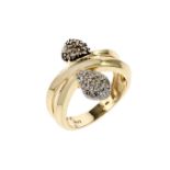 Ring 7.24g 585/- Gelbgold und Weissgold mit 35 Diamanten zus. ca. 0.35 ct. und 21 braunen Diamanten