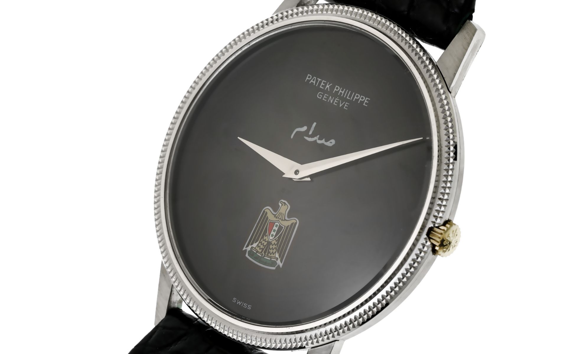 Patek Philippe Geneve Calatrava Handaufzug Werknr. 1.283.950 750/- Weissgold. Saddam Hussein. mit or - Image 4 of 11