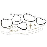 Konvolut Goldschmuck 24.3g 375/- und 585/- Gold mit Steinen und Stoffbaendern