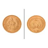 Goldmuenze 10 Rubel 8.62g 900/- Rotgold 1976