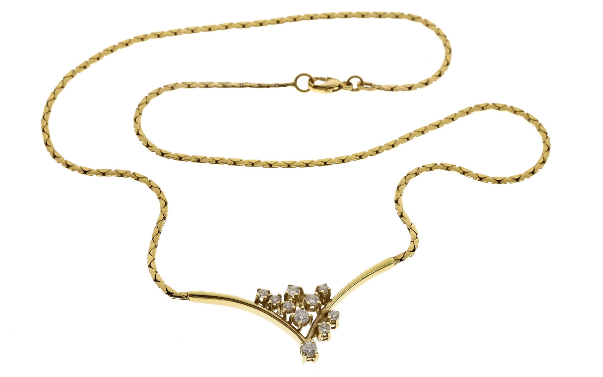 Collier 9.21g 585/- Gelbgold mit 10 Diamanten zus. ca. 0.40 ct.. Laenge ca. 42 cm