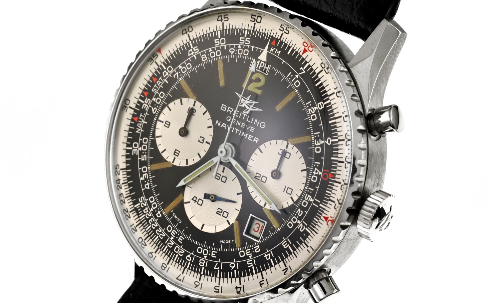 Breitling Old Navitimer Praesent des Koenigs von Jordanien mit original Box. Automatik Edelstahl. oh - Image 3 of 7