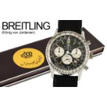 Breitling Old Navitimer Praesent des Koenigs von Jordanien mit original Box. Automatik Edelstahl. oh