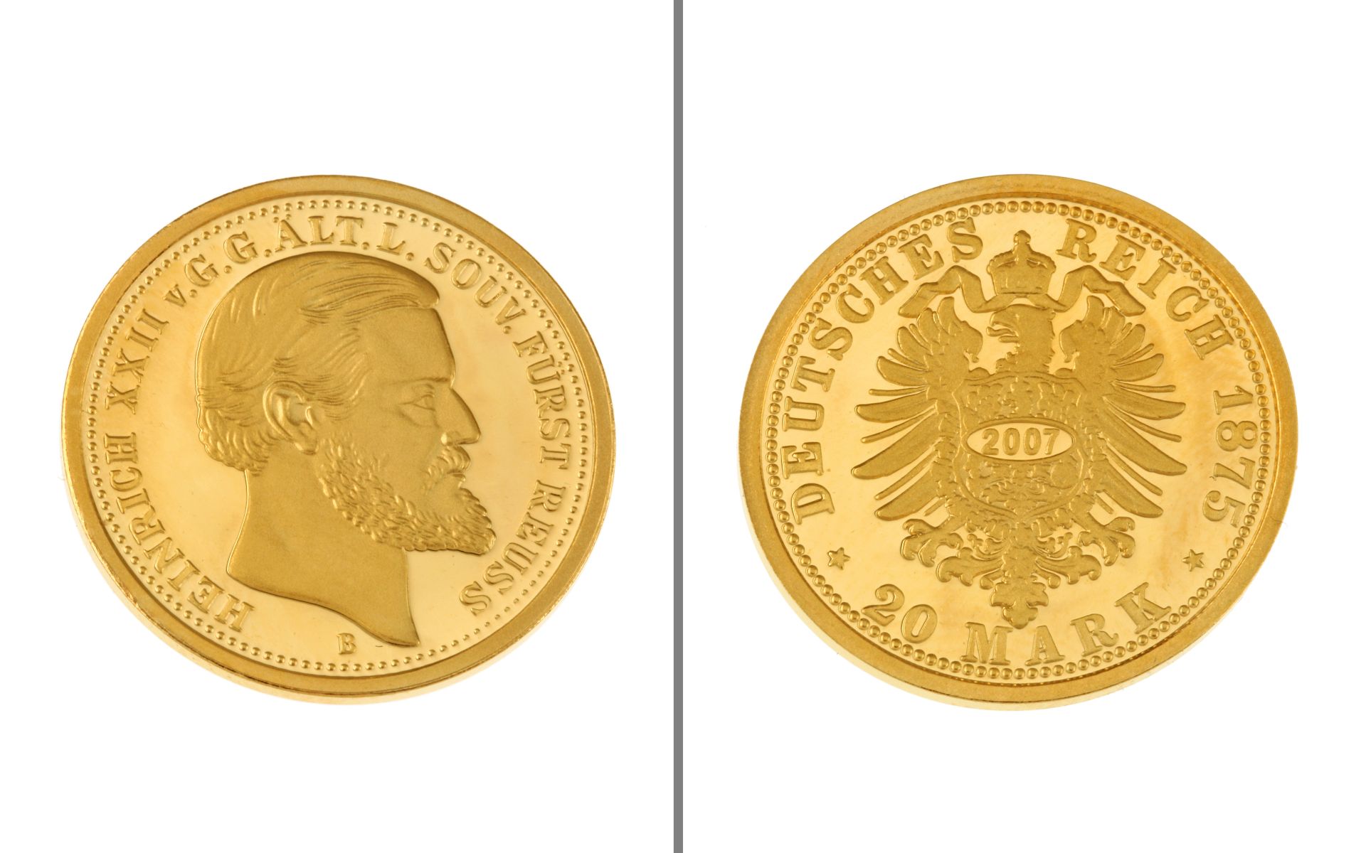 Goldmuenze 20 Mark Deutsches Kaiserreich 7.98g 900/- Gelbgold 1875