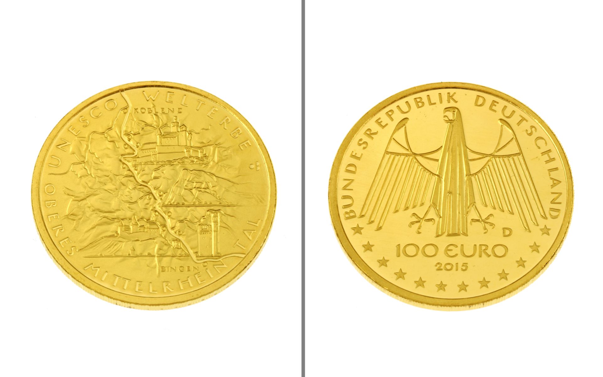 Goldmuenze 100â‚¬ UNESCO Weltkulturerbe 15.55g 999/- Gelbgold 2015