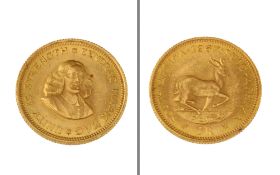 Goldmuenze 1 Rand South Africa 4.05g 917/- Gelbgold 1967