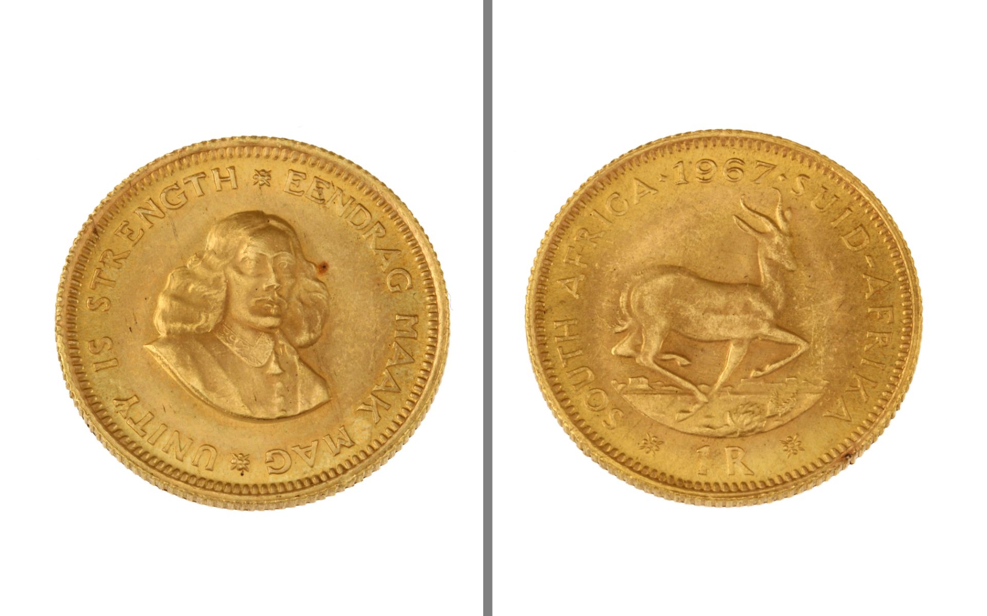 Goldmuenze 1 Rand South Africa 4.05g 917/- Gelbgold 1967