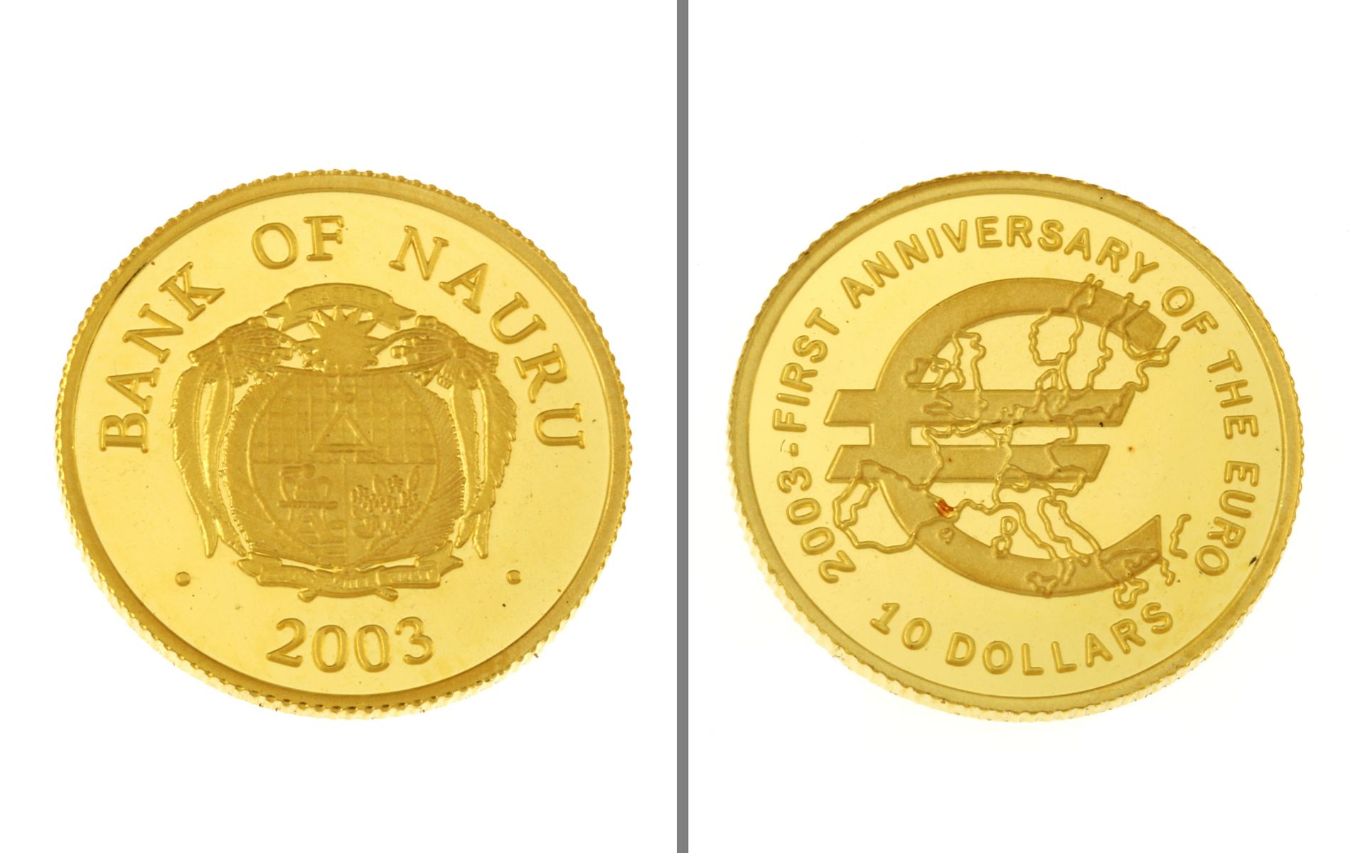 Goldmuenze 10 Dollars Bank of Nauru 1.24g 999/- Gelbgold 2003