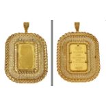 Anhaenger mit Goldbarren 1 Unze 61.4g 916/- und 999/- Gold