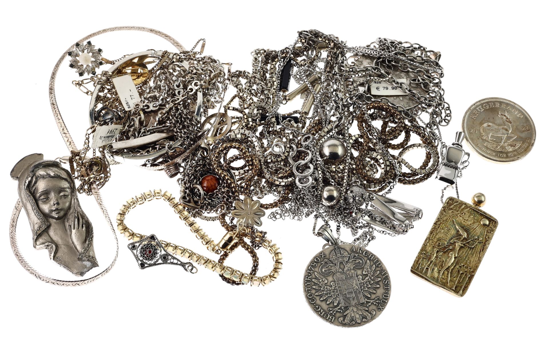 Konvolut Silberschmuck 492.57g 835/- und 925/- Silber mit Steinen