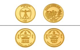 2 Goldmuenzen Mongolia 2.48g 999/- Gelbgold