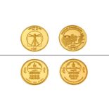 2 Goldmuenzen Mongolia 2.48g 999/- Gelbgold