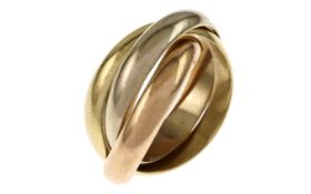 Cartier Trinity Ring 10.88g 750/- Gelbgold. Weissgold und Rotgold. Ringgroesse ca. 53