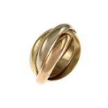 Cartier Trinity Ring 10.88g 750/- Gelbgold. Weissgold und Rotgold. Ringgroesse ca. 53