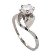 Ring 3.48g 585/- Weissgold mit Diamant ca. 1.02 ct. F/si1. Ringgroesse ca. 57