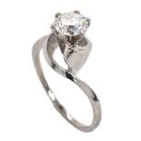 Ring 3.48g 585/- Weissgold mit Diamant ca. 1.02 ct. F/si1. Ringgroesse ca. 57