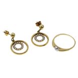 1 Ring. 1 paar Ohrstecker 4.55g 333/- und 375/- Gold mit Steinen