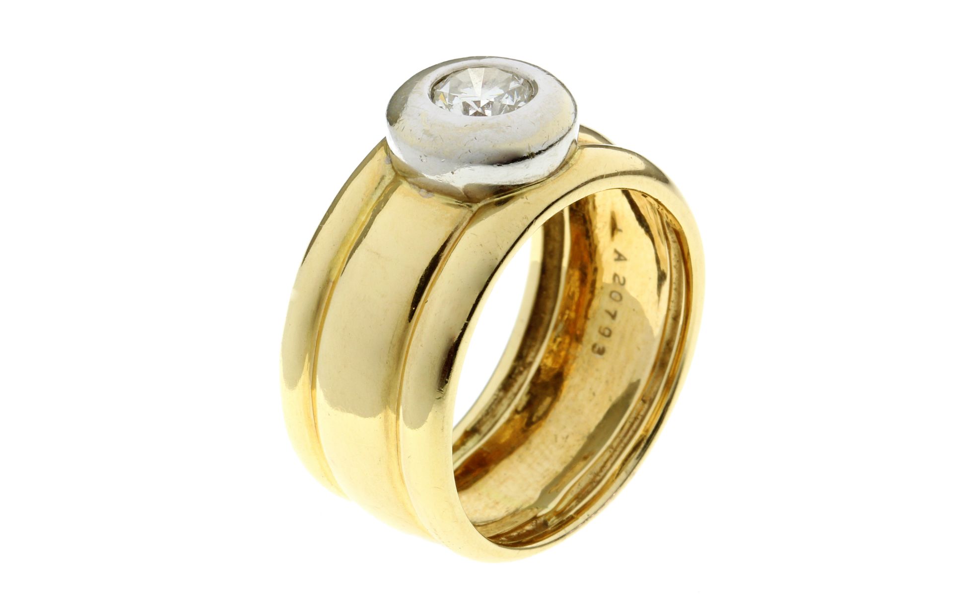 Ring 7.16g 585/- Gelbgold und Weissgold mit Diamant ca. 0.50 ct.. Ringgroesse ca. 56