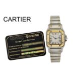 Cartier Santos Ref. 47208 Quarz 750/- Gelbgold/Edelstahl. mit Box und mit Papiere. Kaufdatum 1995