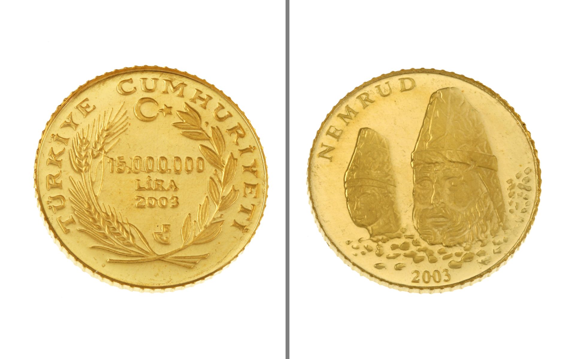 Goldmuenze 15.000.000 Lira Tuerkei 1.24g 999/- Gelbgold 2003