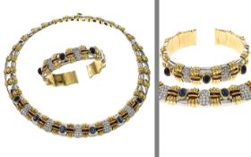 Set: 1 Collier. 1 Armband 230.49g 750/- Gelbgold und Weissgold mit 112 Diamanten zus. ca. 1.77 ct.. 