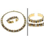 Set: 1 Collier. 1 Armband 230.49g 750/- Gelbgold und Weissgold mit 112 Diamanten zus. ca. 1.77 ct..