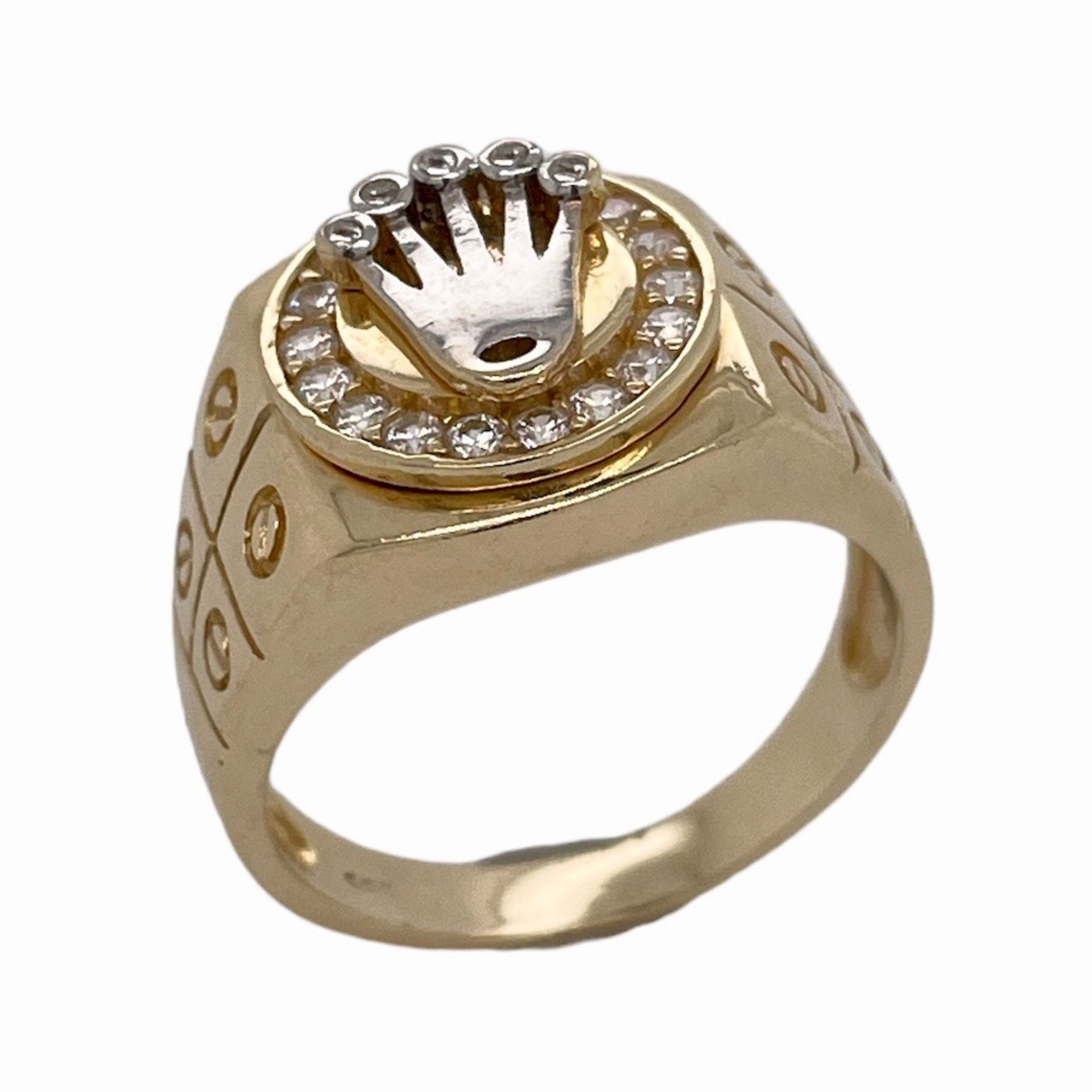 Ring 8.57g 585/- Gelbgold mit Steinen. Ringgroesse ca. 64