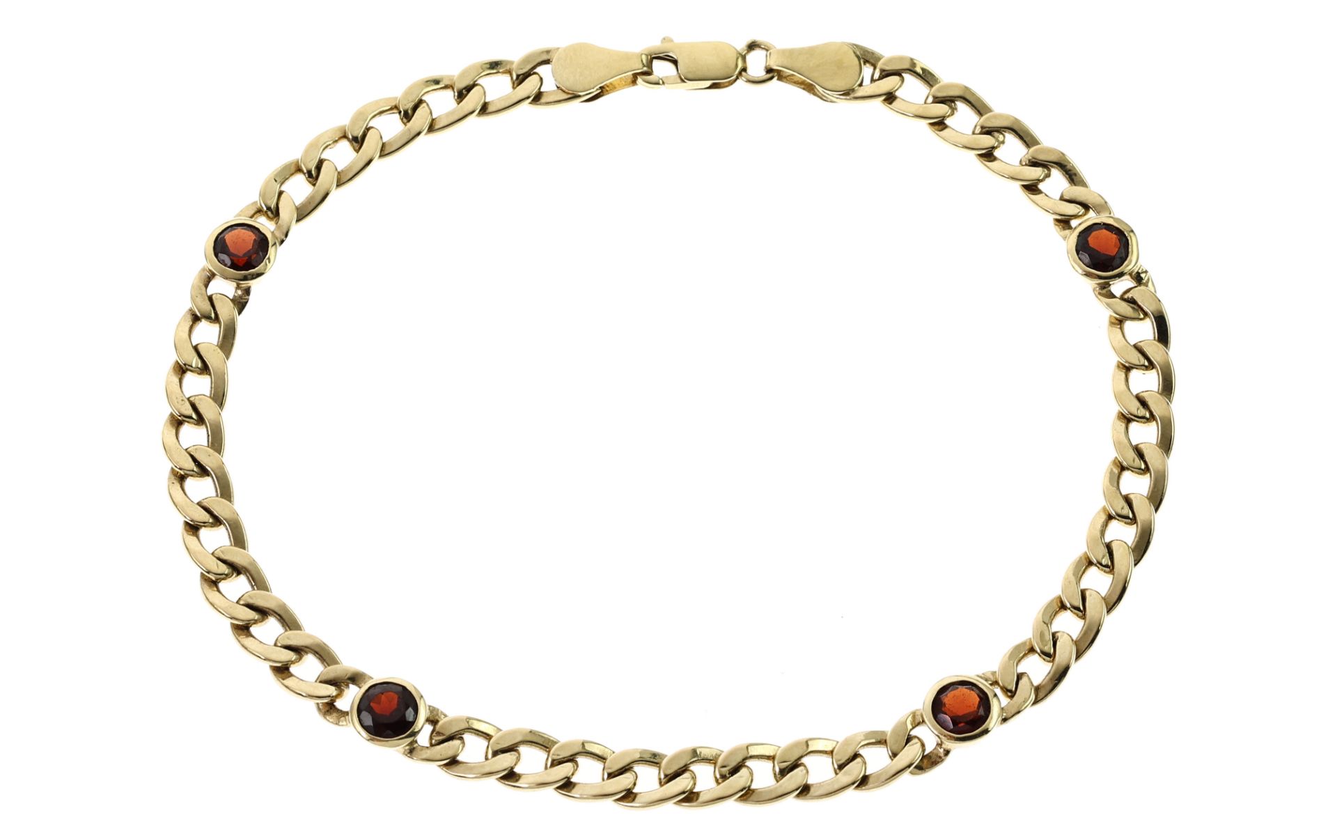 Armband 5.3g 585/- Gelbgold mit Granate. Laenge ca. 19 cm