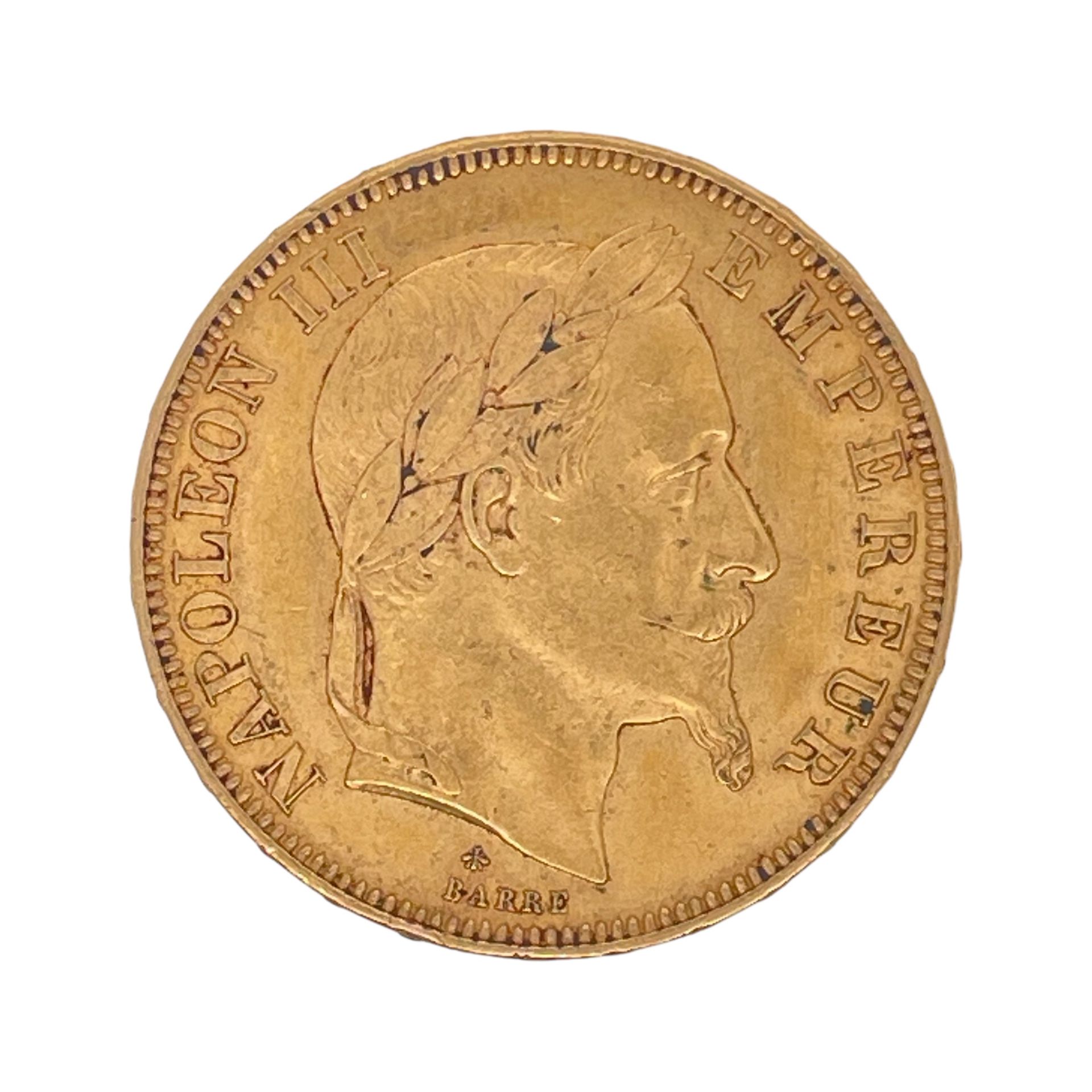 Goldmünze Napoleon III Empereur 50 Francs 16,1g 900/- Gelbgold 1866 - Bild 2 aus 2