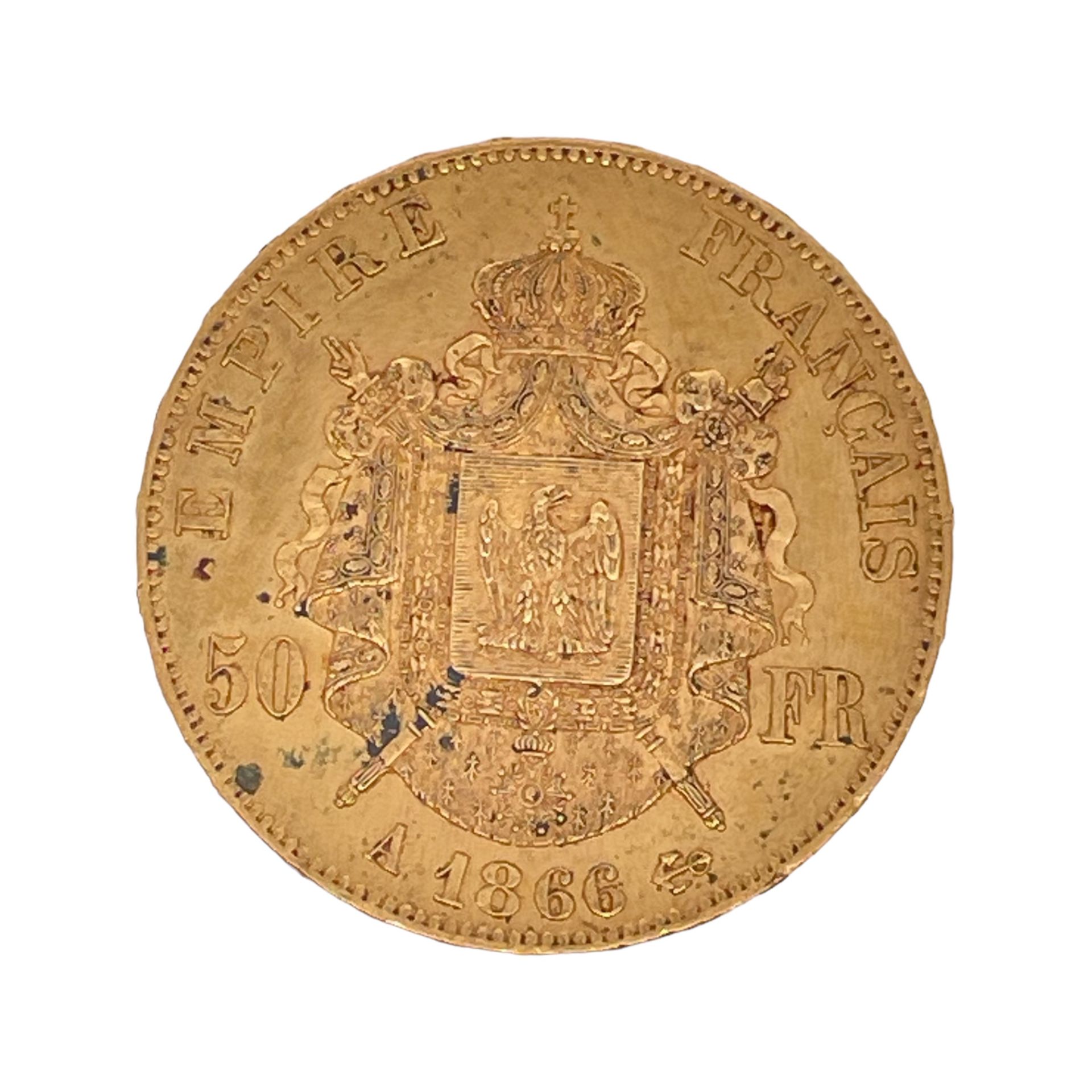 Goldmünze Napoleon III Empereur 50 Francs 16,1g 900/- Gelbgold 1866
