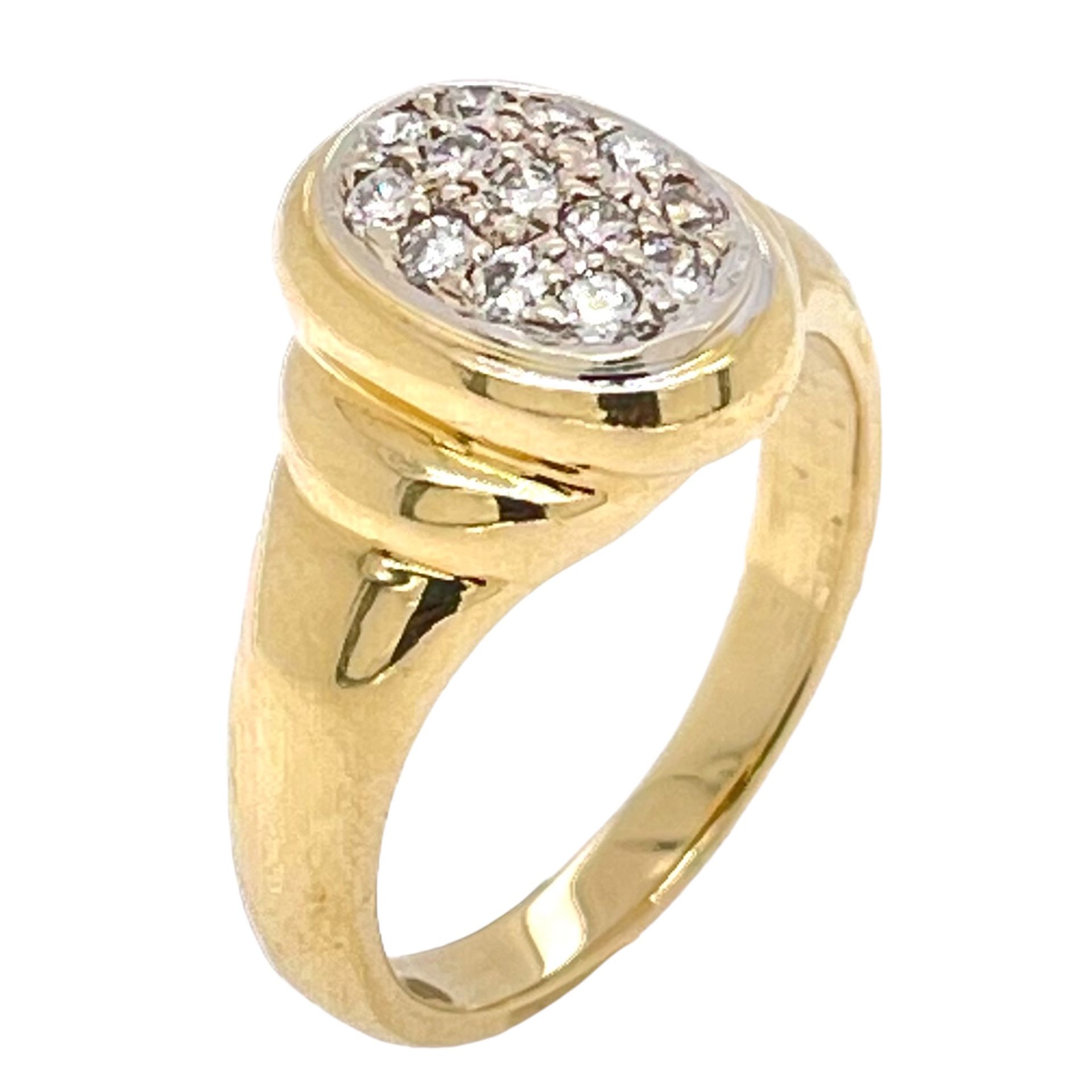 Ring 5,34g 750/- Gelbgold und Weißgold mit 13 Diamanten zus. ca. 0,26 ct., Ringgröße ca. 48