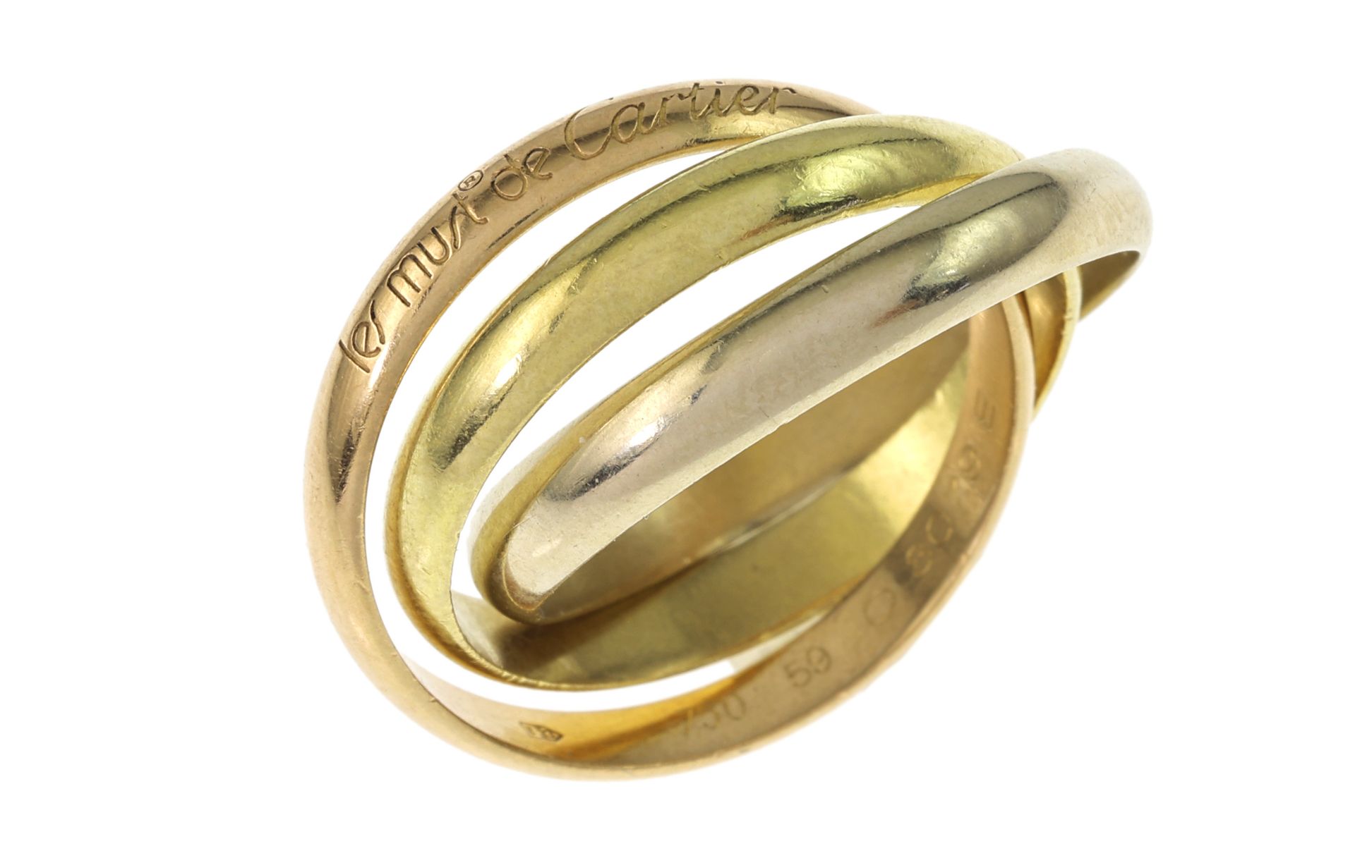 Cartier Trinity Ring 9,77g 750/- Gelbgold, Weißgold und Rotgold, Ringgröße ca. 56