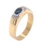 Ring 8,39g 750/- Gelbgold und Weißgold mit 6 Diamanten zus. ca. 0,06 ct. und Saphir, Ringgröße ca...