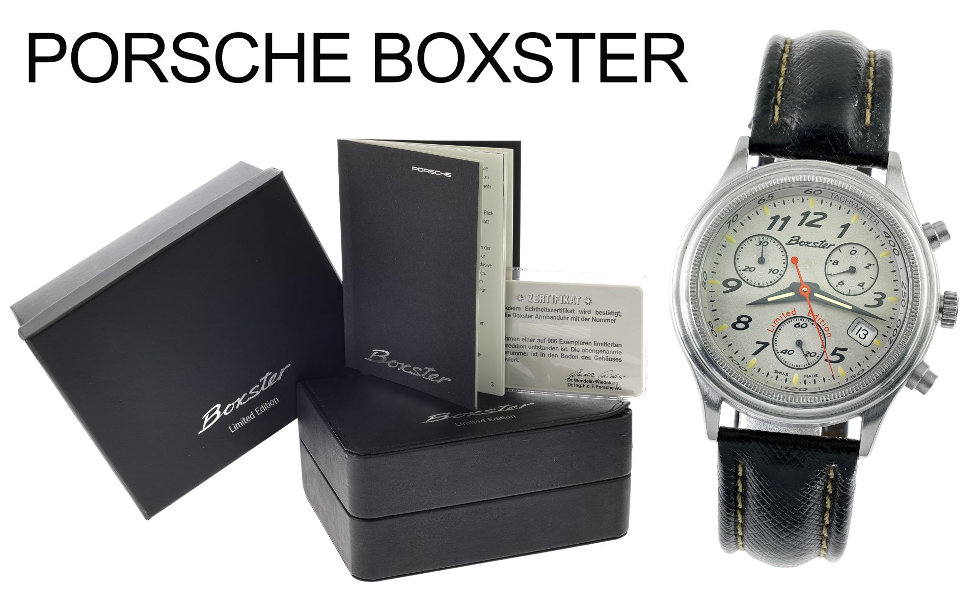Porsche Boxster Ref. 1105.41 Quarz Edelstahl Limited Edition Nr. 648/986, mit Box und mit Papiere